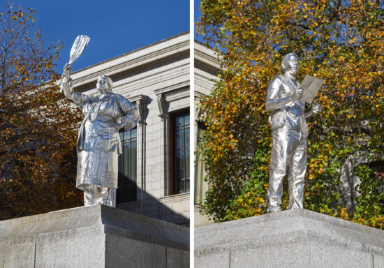 A photo of artist Alan Michelson's "The Knowledge Keepers"
