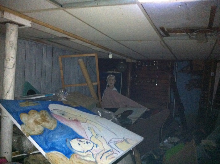 The artist's basement studio, after being flooded during Sandy