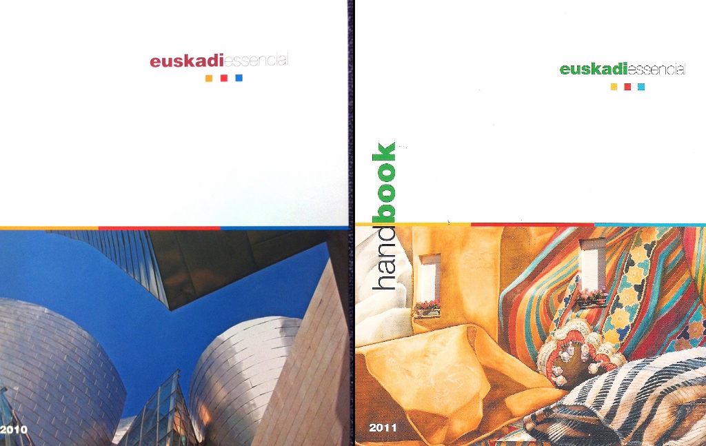 “Euskadi Essencial”, Tourist guidebook for 5 star hotels. 2010 cover: Frank Gehry´s Guggenheim 2011 cover: A community mural directed by Veronica Werckmeister and painted by 13 non-artist community volunteers in Vitoria-Gasteiz.