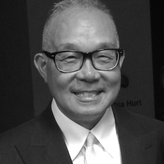 A black and white photo of Arlan Huang