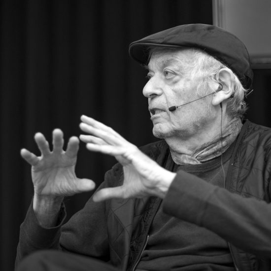 A black and white photo of Jaime Davidovich