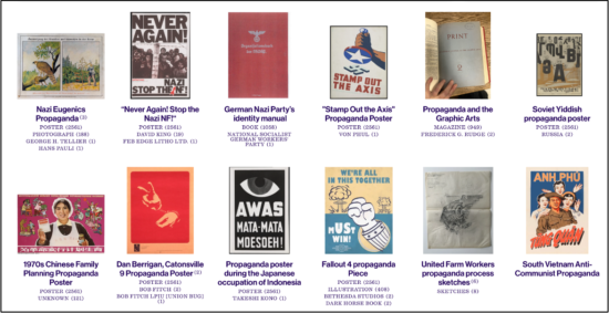Screenshot of The People’s Graphic Design Archive website showing a collection of political propaganda.