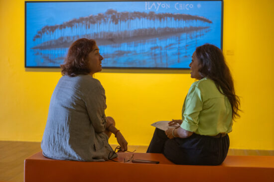 Two people conversing